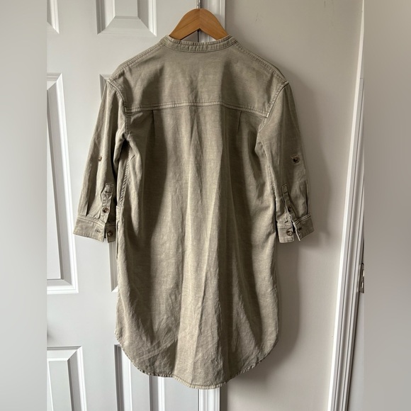 James Perse Khaki Button Down Utility Shirt Dress - Picture 6 of 11